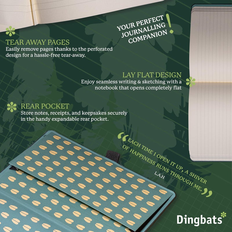 Dingbats* Notebooks Dingbats* Wildlife Dotted Journal Notebook A5 - Vegan Leather Hard Cover, Ideal for Work, Travel - Pocket, Elastic Closure, Bookmark - Image 5